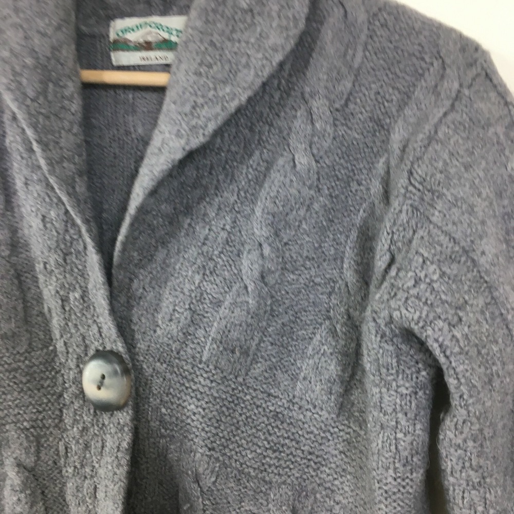 ARAN CRAFTS Cable Knit 100% MERINO WOOL Cardigan Ireland XS Small